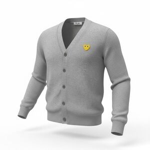 Comme des Garcons PLAY Gray Cardigan with Yellow Heart